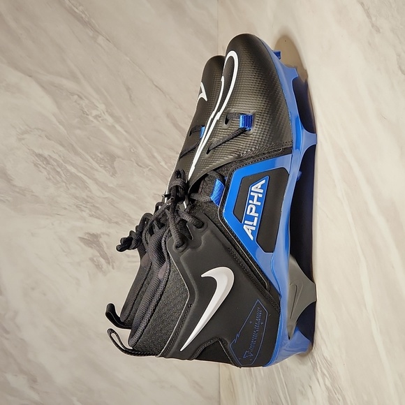 Nike Alpha Menace Pro 3 Football Cleats Black and Royal NWOB Men's 11.5 - Picture 3 of 8
